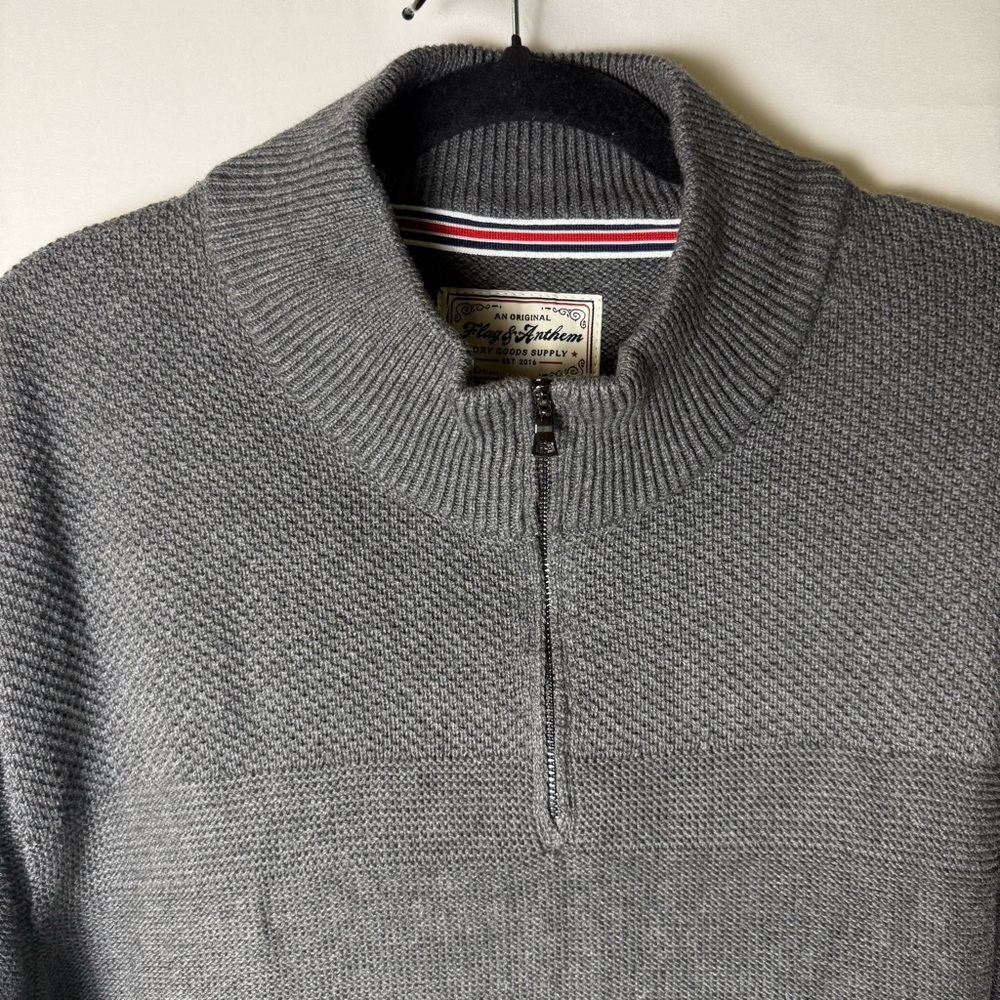 🛍️Flag & Anthem‎ Original Gray Half-Zip Men's Sweater Cotton sz XXL Knitwear - Picture 2 of 14